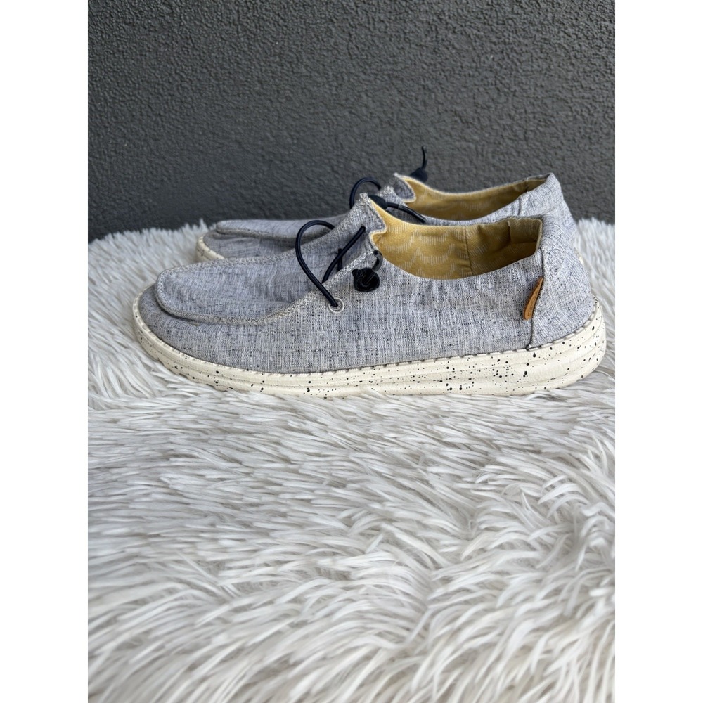 Hey Dude Wendy Shoes Womens Size 8 Chambray White Blue Slip On Comfort Loafers - Picture 2 of 11